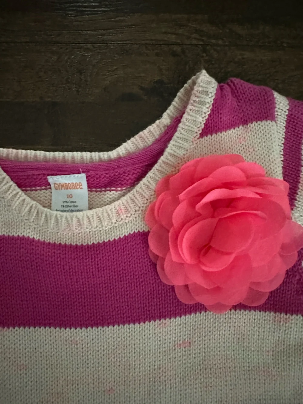Gymboree Pink and Cream Striped Knit Dress with Flower